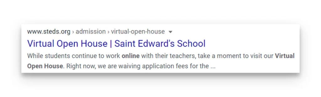 example paid search ad for virtual open house